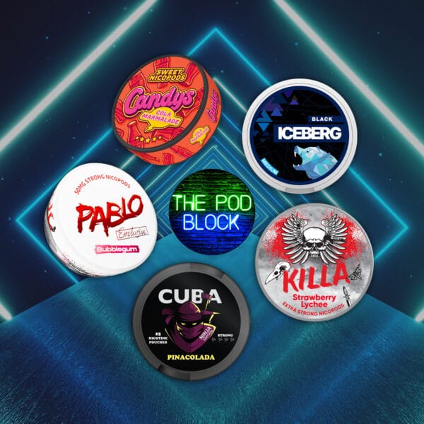 medium candys killa cuba iceberg light multipack nicotine pouches snus nicopods the pod block